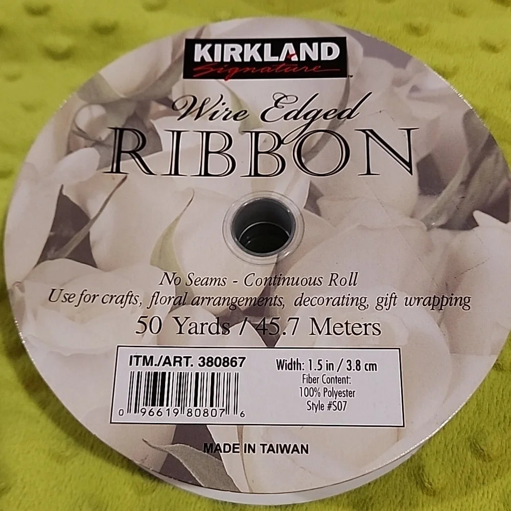 3 Rolls Pastels Kirkland Wire-edged Ribbon, 142 yards approx total